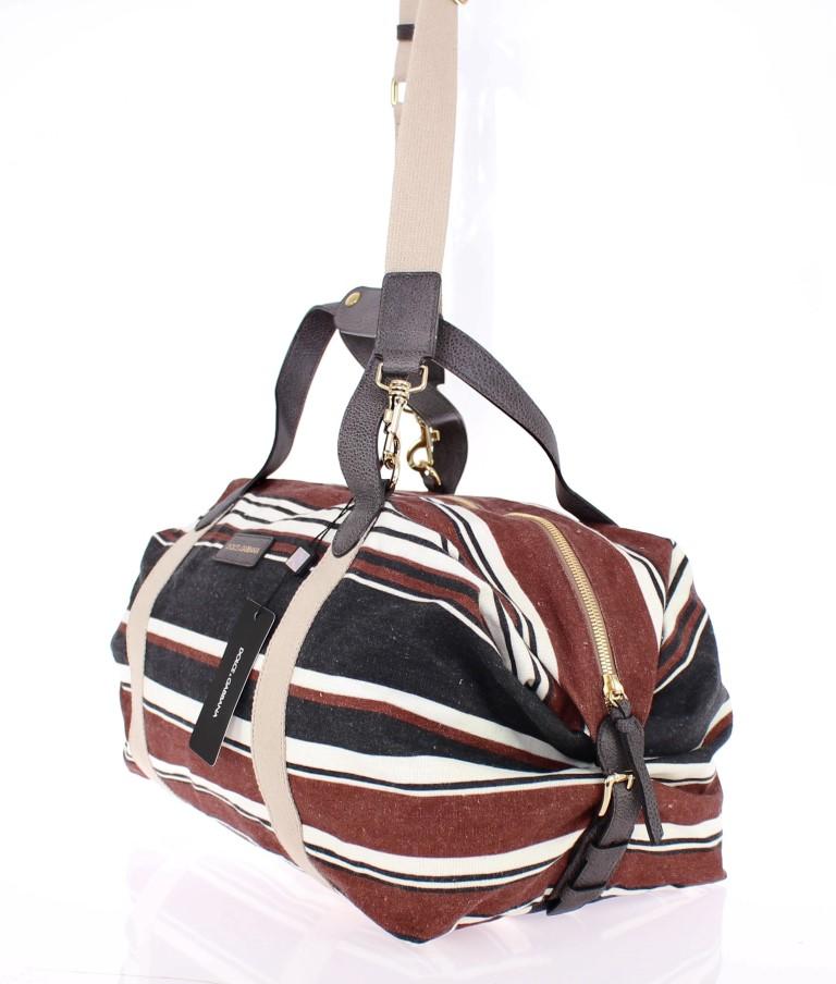Multicolor striped boston bag