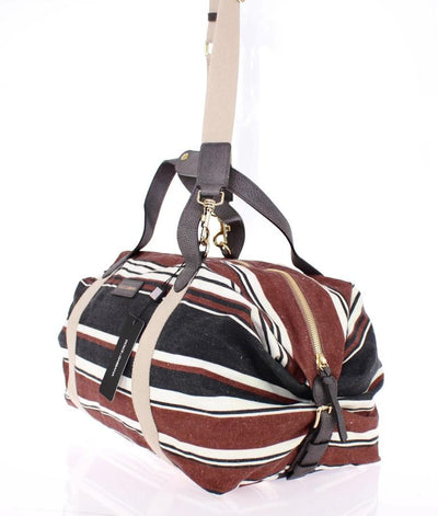 Multicolor striped boston bag