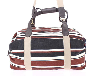 Multicolor striped boston bag