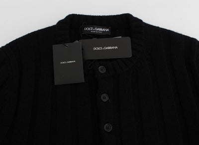 Black Henley Knitted Cashmere Sweater