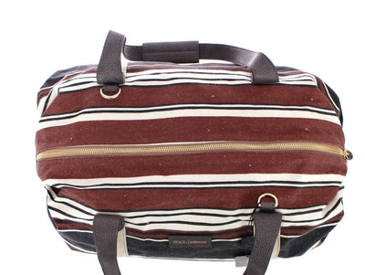Multicolor striped boston bag