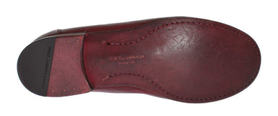 Red Leather Loafers Shoes