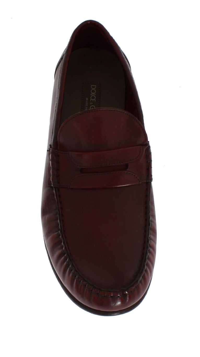 Red Leather Loafers Shoes
