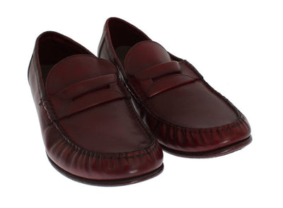 Red Leather Loafers Shoes