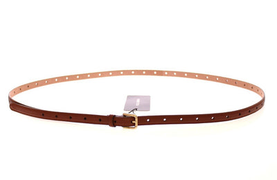 Brown Leather Skinny Belt