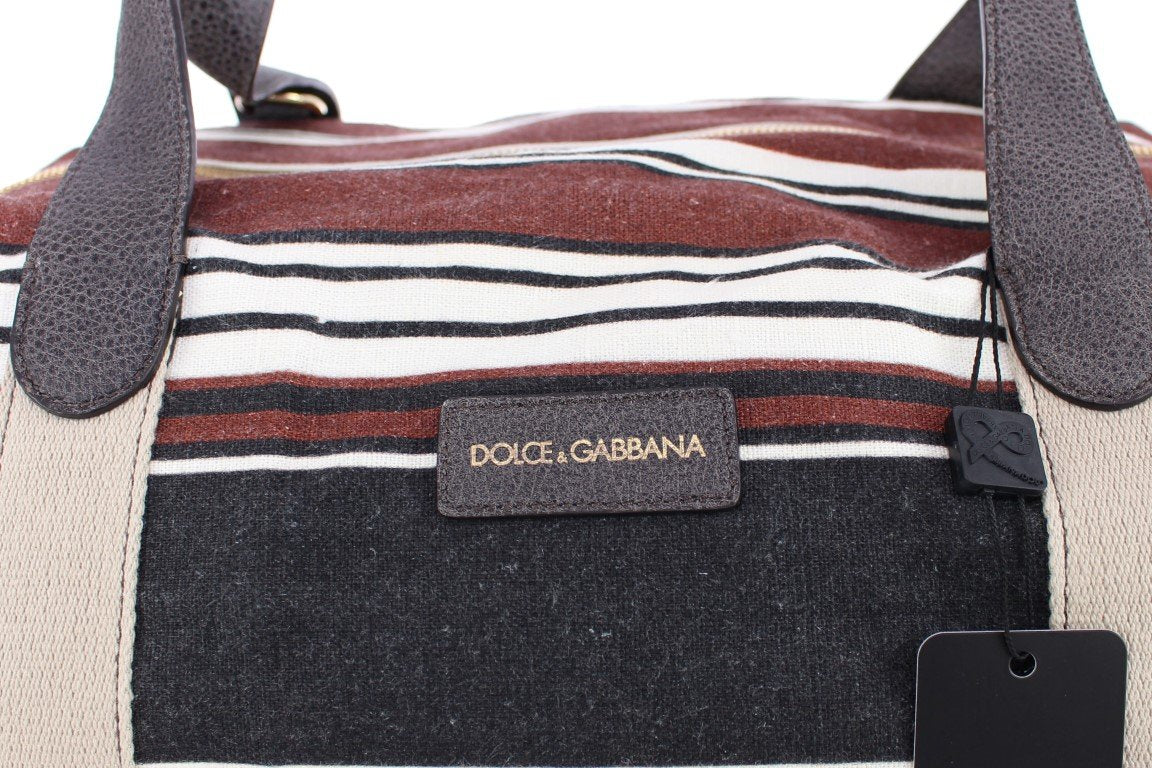 Multicolor striped boston bag