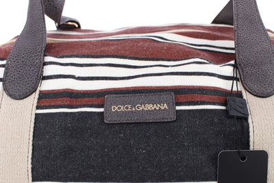 Multicolor striped boston bag