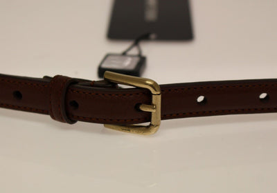 Brown Leather Skinny Belt