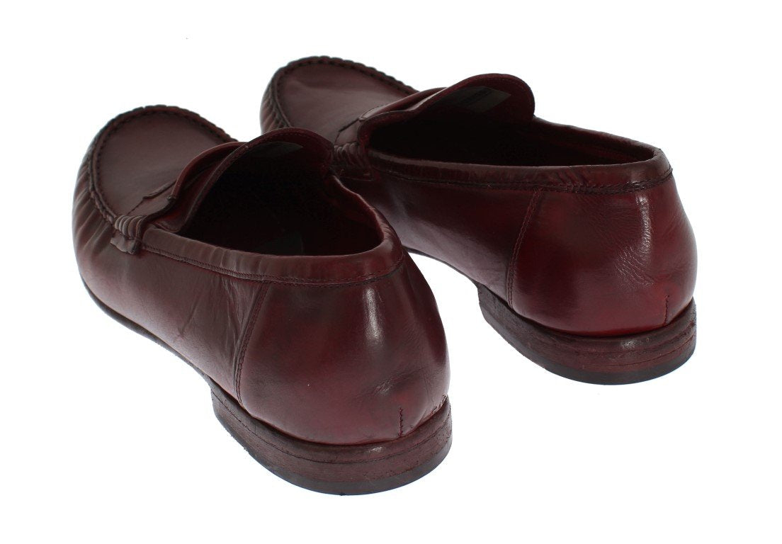 Red Leather Loafers Shoes