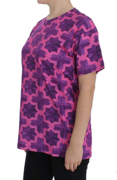Pink Purple Cotton Motive T-shirt