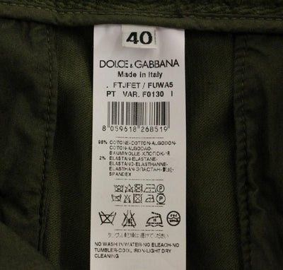 Green Cotton Cropped Corduroys Jeans Pants