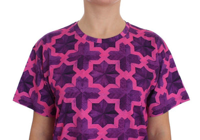 Pink Purple Cotton Motive T-shirt