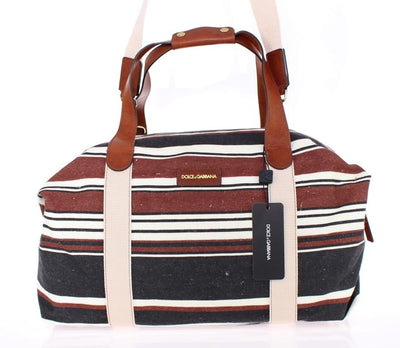 Multicolor striped boston bag