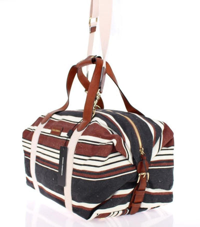Multicolor striped boston bag