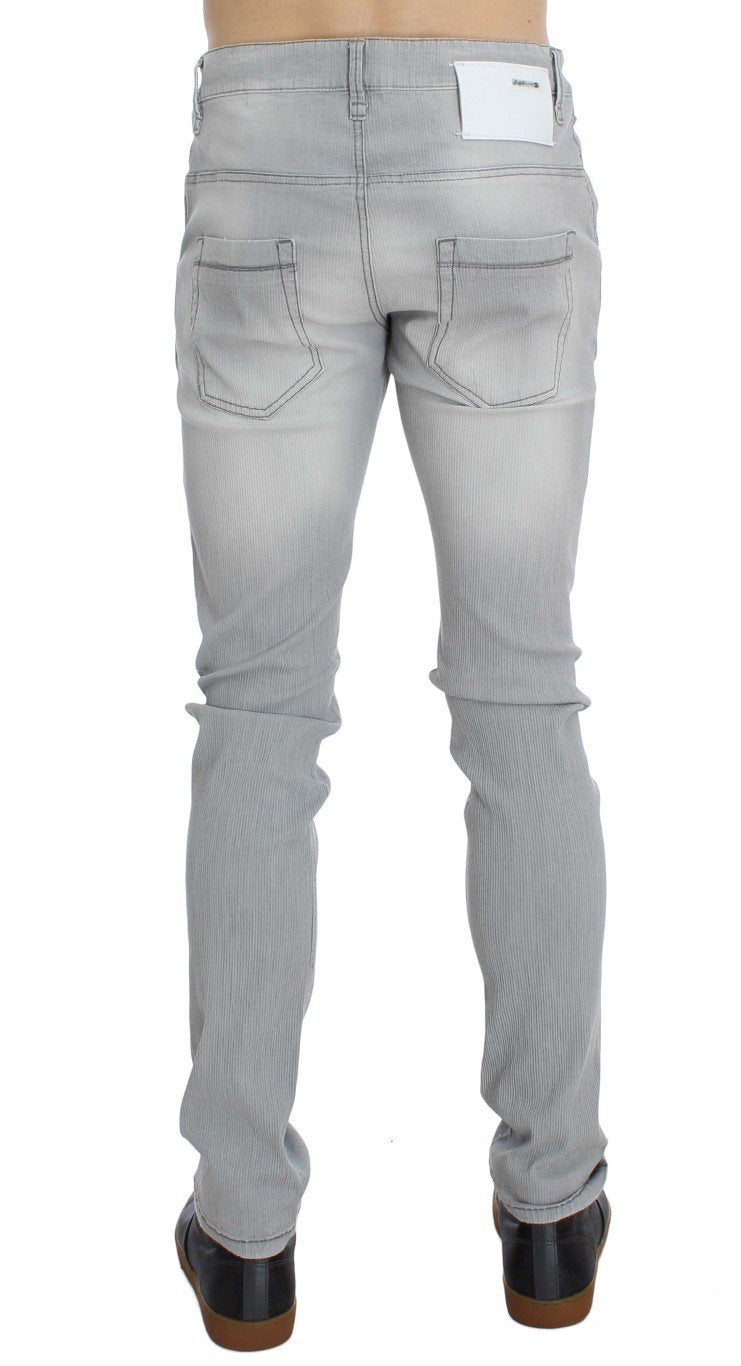 Gray Wash Denim Cotton Stretch Slim Fit Jeans