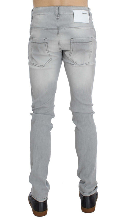 Gray Wash Denim Cotton Stretch Slim Fit Jeans
