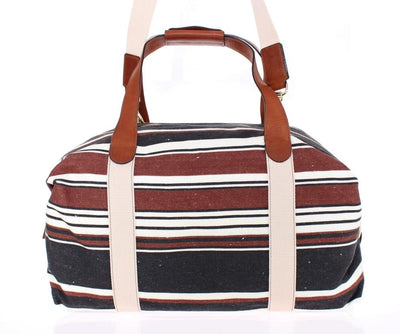 Multicolor striped boston bag