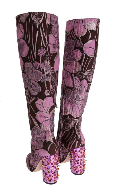 Purple Pink Jacquard Crystal Boots