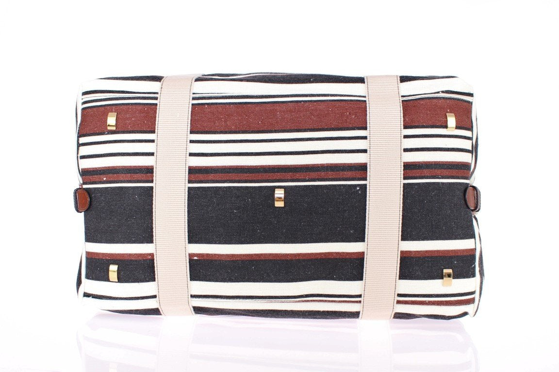 Multicolor striped boston bag