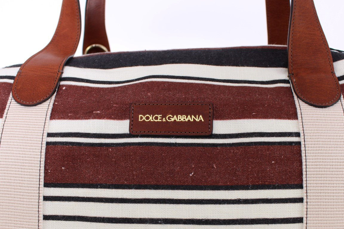 Multicolor striped boston bag