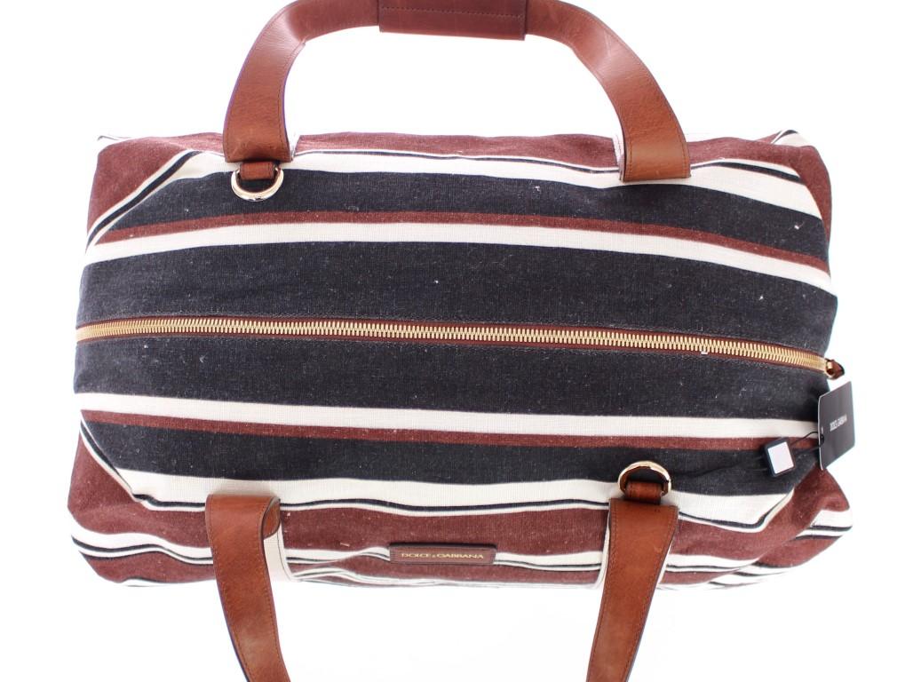 Multicolor striped boston bag