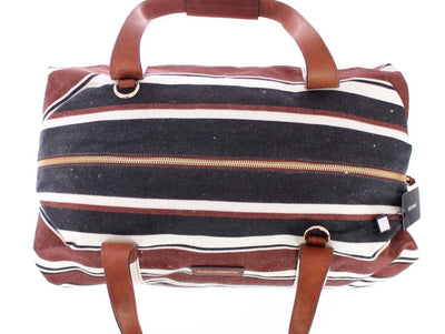 Multicolor striped boston bag