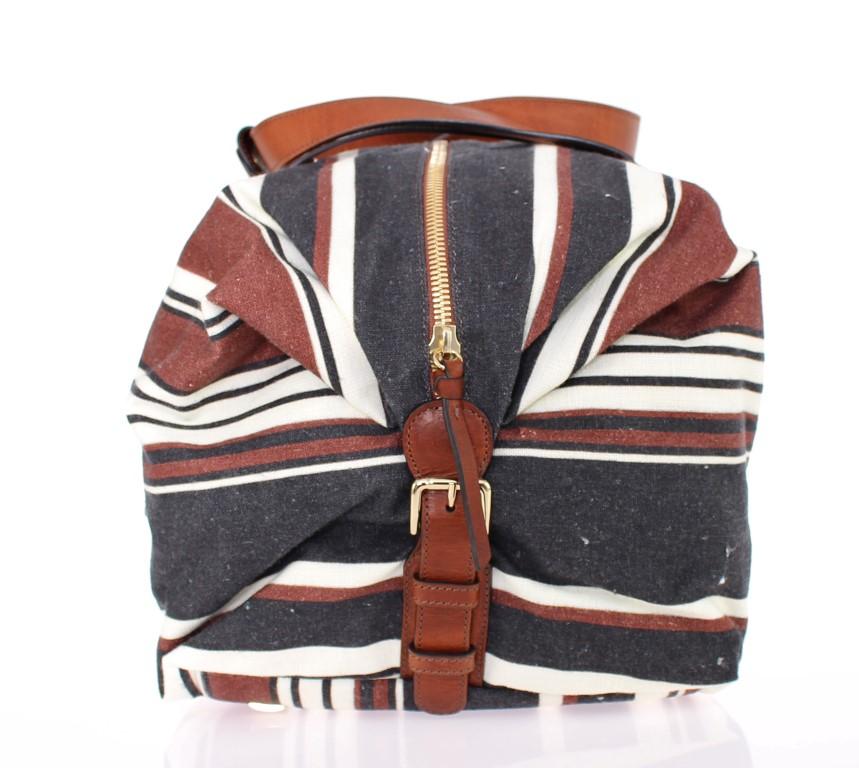 Multicolor striped boston bag