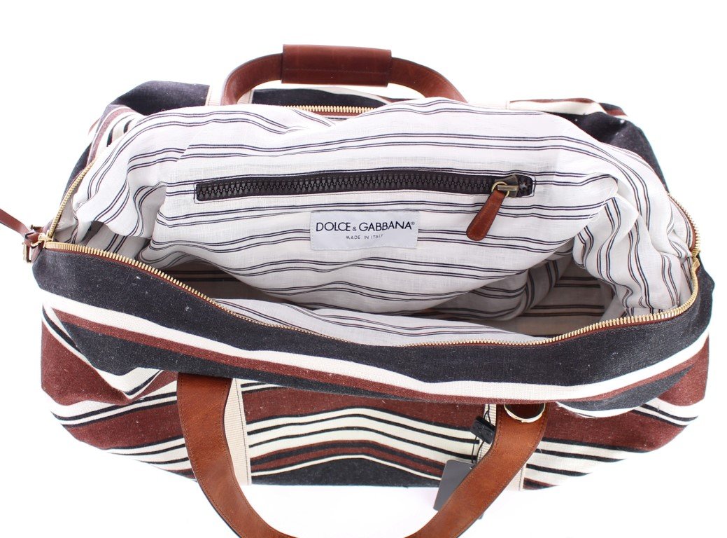 Multicolor striped boston bag