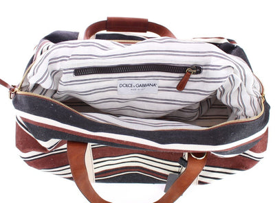 Multicolor striped boston bag