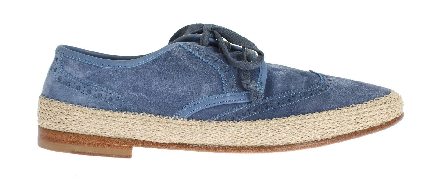 Blue Leather Casual Derby Shoes