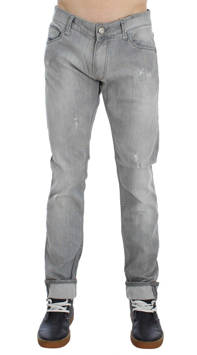 Gray Wash Denim Cotton Stretch Slim Fit Jeans