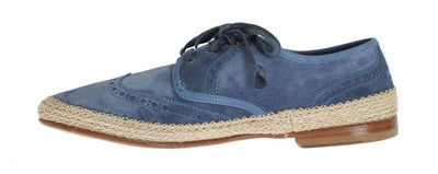 Blue Leather Casual Derby Shoes