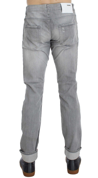 Gray Wash Denim Cotton Stretch Slim Fit Jeans