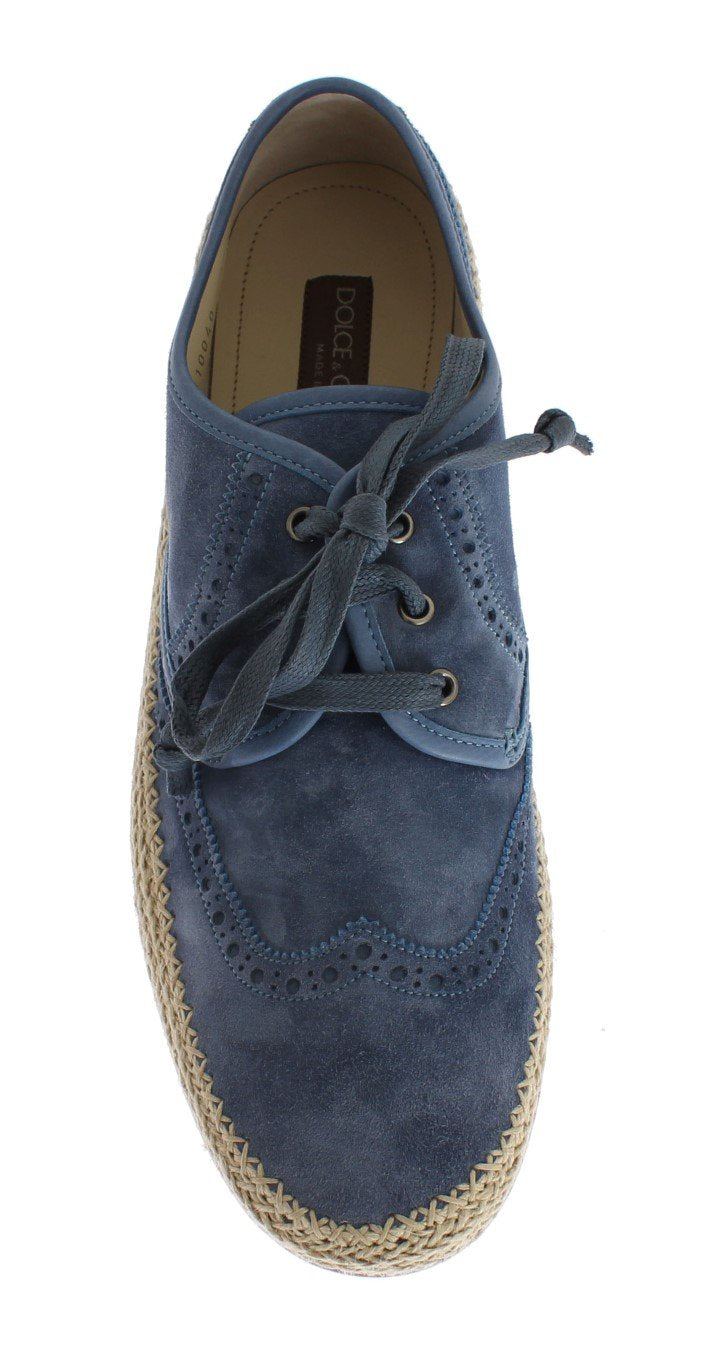 Blue Leather Casual Derby Shoes