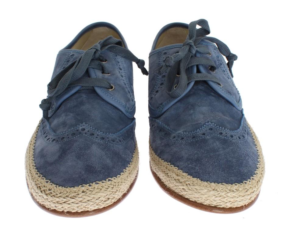 Blue Leather Casual Derby Shoes