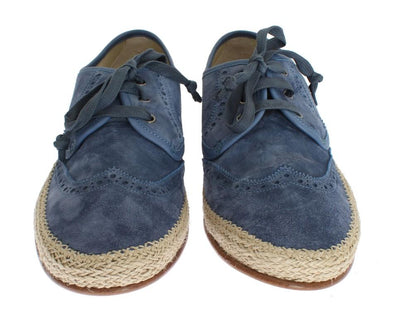 Blue Leather Casual Derby Shoes