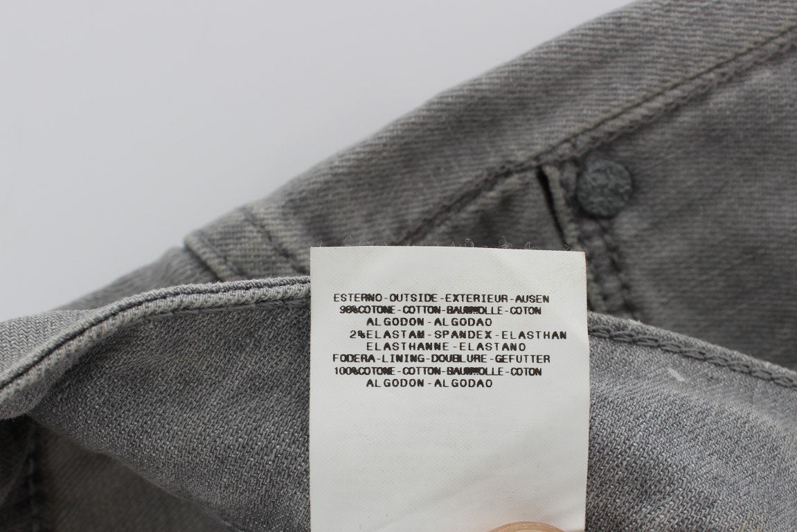 Gray Wash Denim Cotton Stretch Slim Fit Jeans