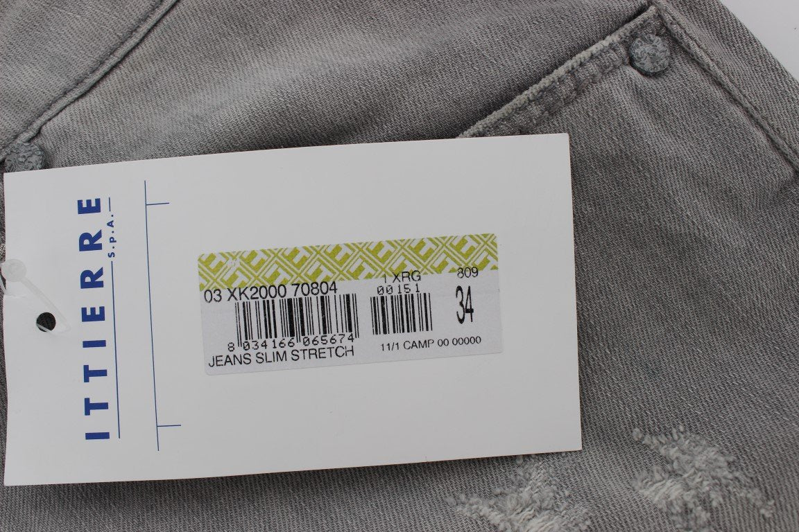 Gray Wash Denim Cotton Stretch Slim Fit Jeans