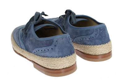 Blue Leather Casual Derby Shoes