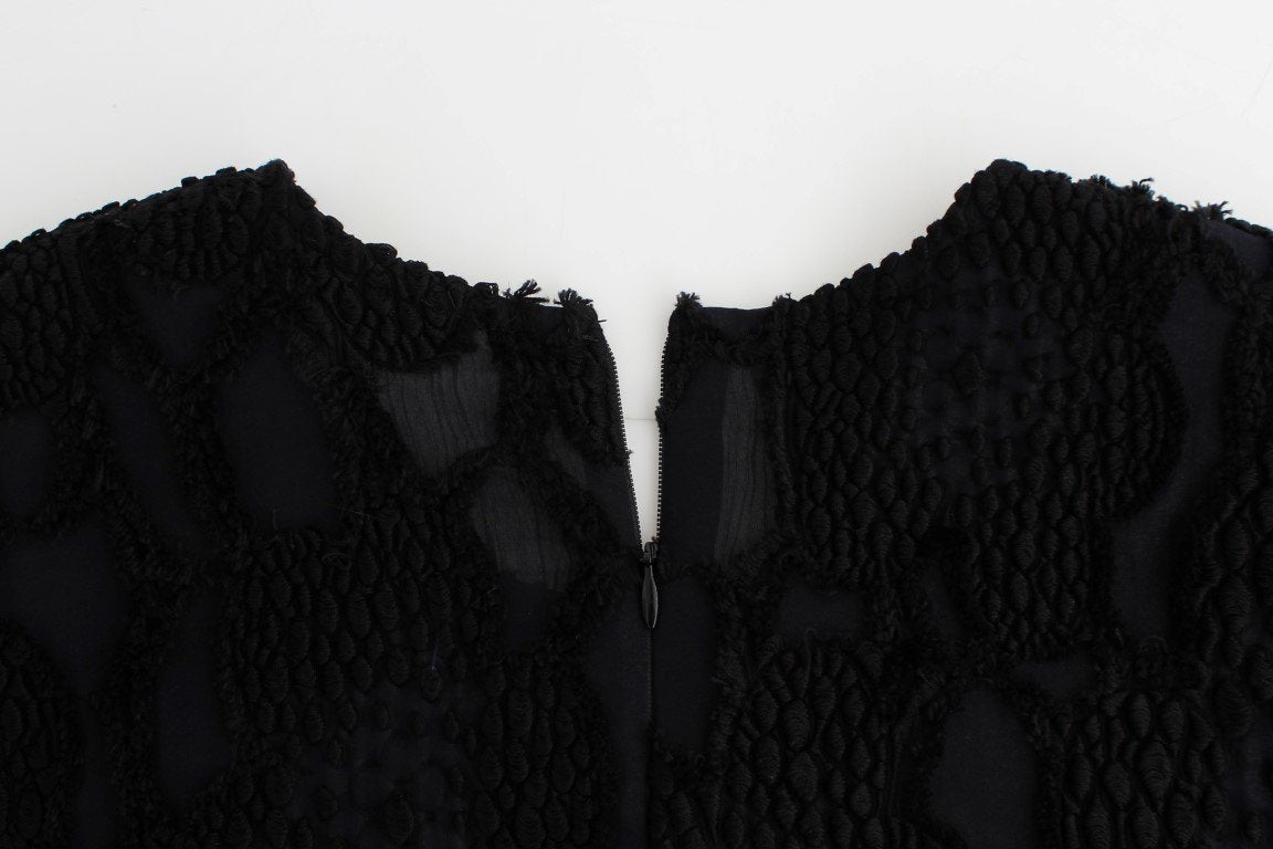 Black Jaquard Blouse Top Shirt