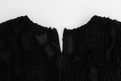 Black Jaquard Blouse Top Shirt