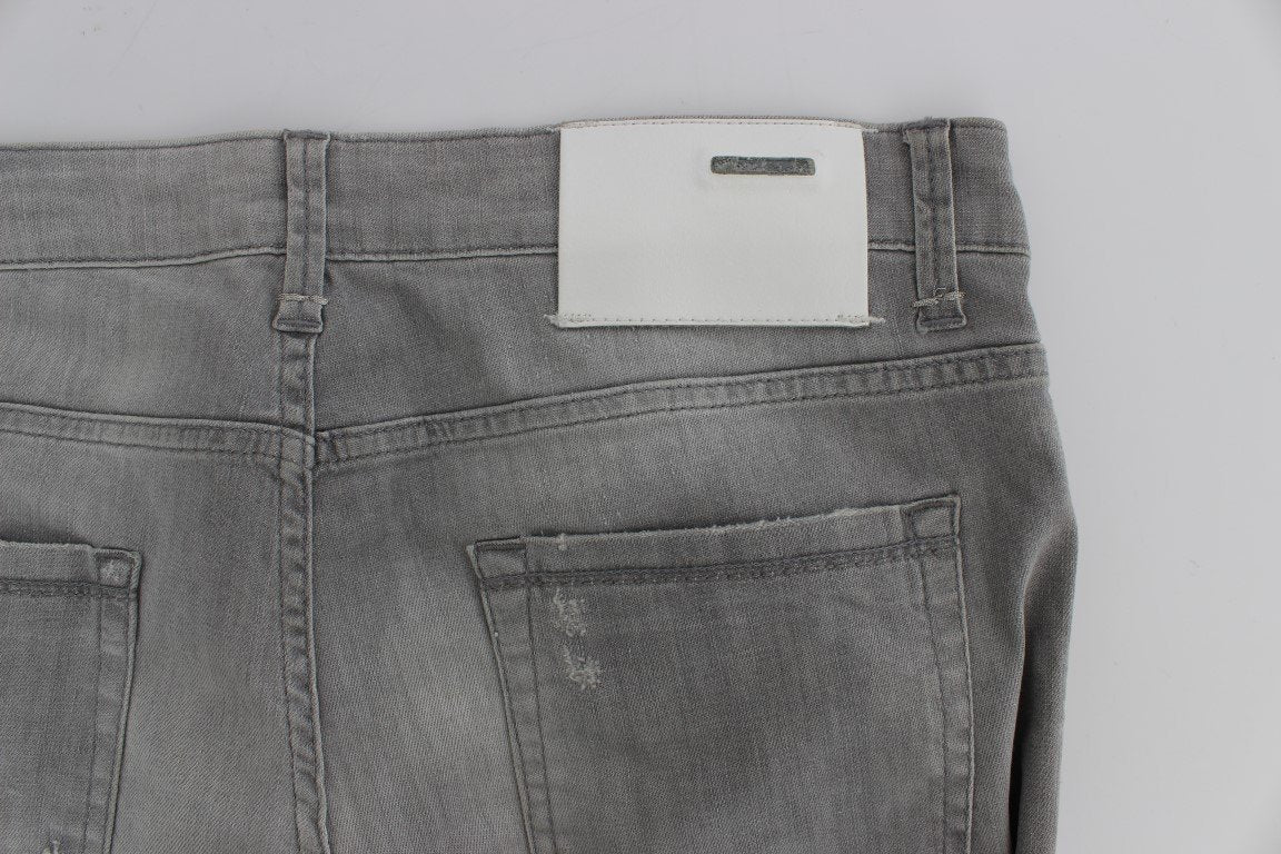 Gray Wash Denim Cotton Stretch Slim Fit Jeans