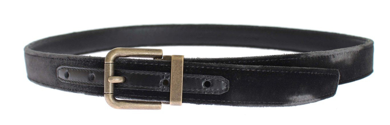 Brown Velvet Leather Gold Belt