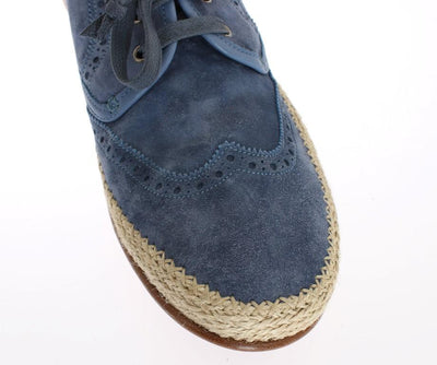 Blue Leather Casual Derby Shoes