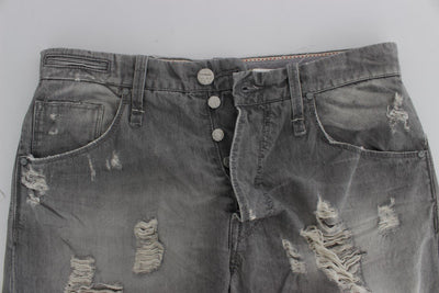 Gray Wash Denim Cotton Baggy Fit Jeans