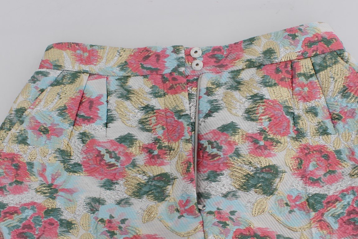 Multicolor Floral Brocade Shorts