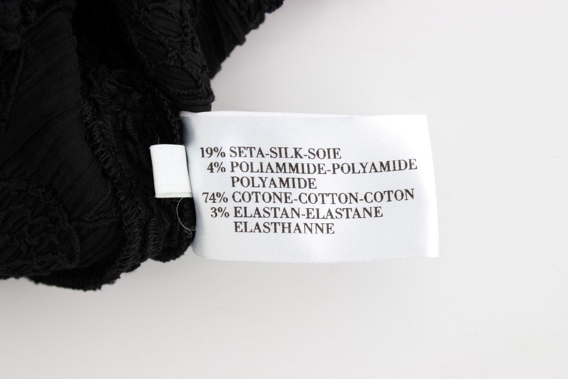 Black Silk Straight Knee-length Pencil Skirt
