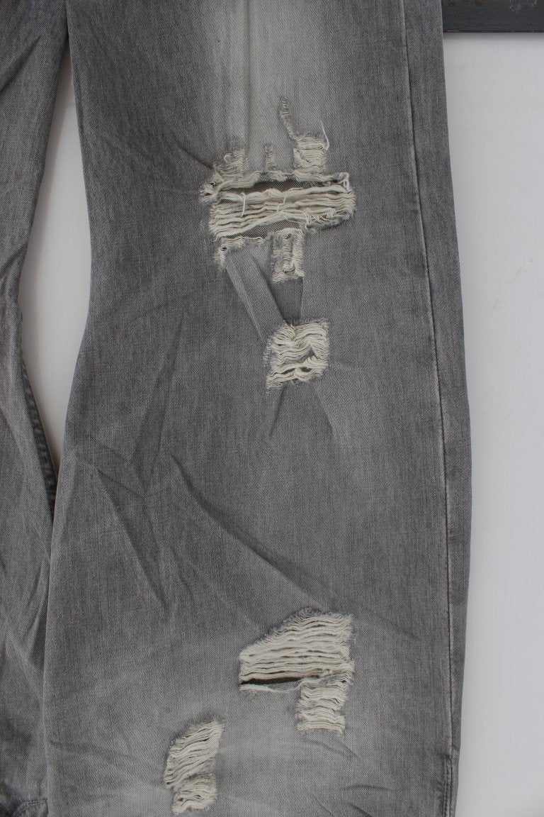 Gray Wash Denim Cotton Baggy Fit Jeans