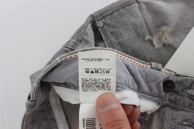 Gray Wash Denim Cotton Baggy Fit Jeans