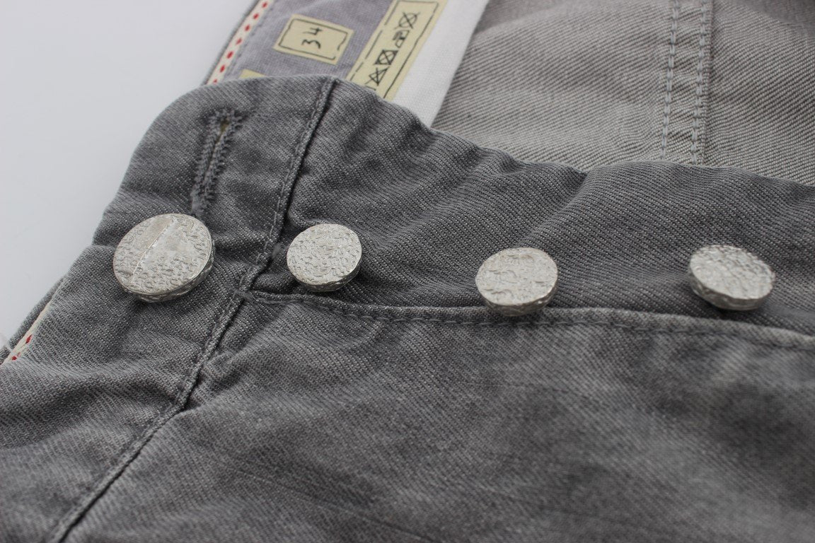 Gray Wash Denim Cotton Baggy Fit Jeans